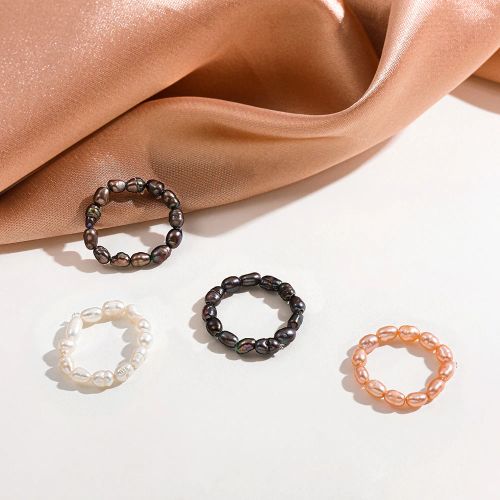 Elegant Natural Freshwater Pearl Rings for Women Minimalist Multi Beaded Elastic Finger Rings Fashion Jewelry Gifts