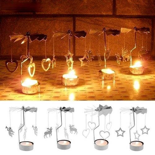 Elegant Spinning Metal Candle Holder for Home Decor - Christmas Delight