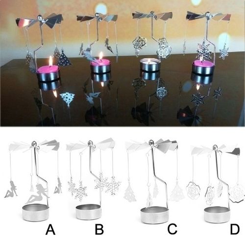 Elegant Spinning Metal Candle Holder for Home Decor - Christmas Delight