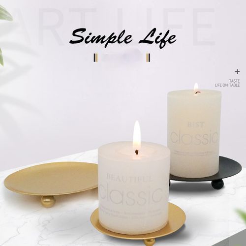 ZINBOOM Modern Iron Plate Candle Holders - Elegant Home Decoration
