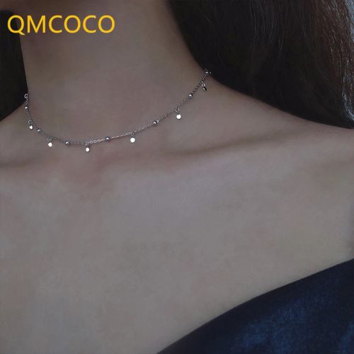 QMCOCO Trendy Round Slice Necklace - Fashionable Party Accessory - N0188