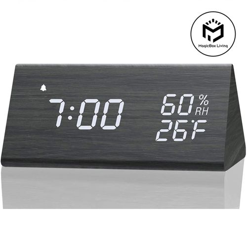 Wood LED Digital Desk Clock - Multi-Functionality & Modern Design