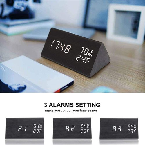 Wood LED Digital Desk Clock - Multi-Functionality & Modern Design