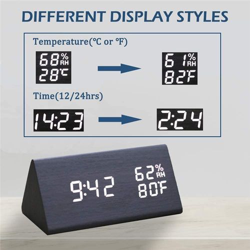Wood LED Digital Desk Clock - Multi-Functionality & Modern Design