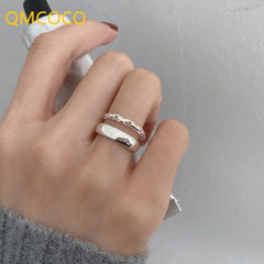 QMCOCO Geometric Design Trendy Rings for Special Occasions - R1017
