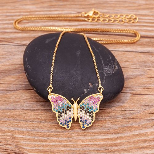 NIDIN High-Quality Butterfly CZ Necklace - Adjustable Link Chain Necklace