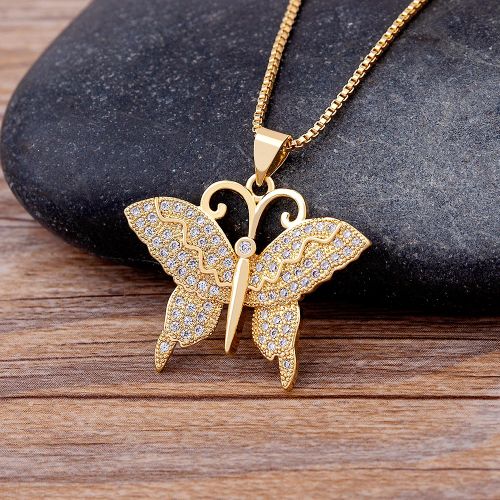 NIDIN High-Quality Butterfly CZ Necklace - Adjustable Link Chain Necklace
