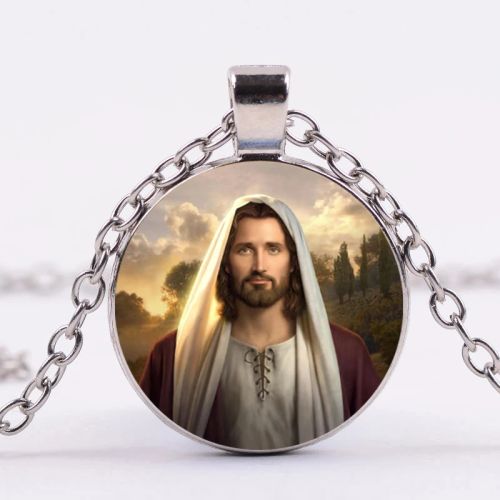 FIMAODZ Mormons Necklace Mormon Church LDS Symbol Jesus Glass Picture Handmade Necklace for Men Women Jewelry