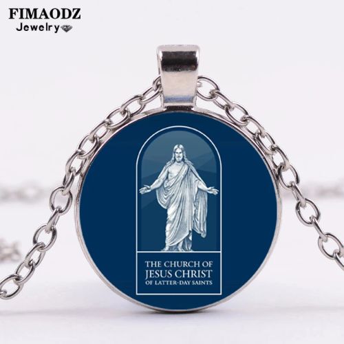 FIMAODZ Mormons Necklace Mormon Church LDS Symbol Jesus Glass Picture Handmade Necklace for Men Women Jewelry