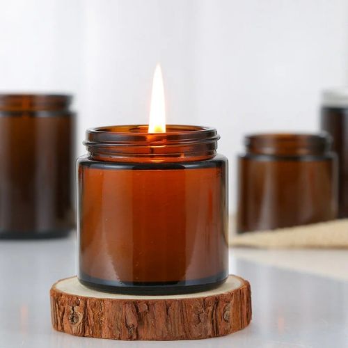 6pcs Amber Glass Candle Jars - Durable DIY Storage for Aromatherapy