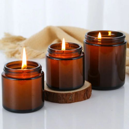 6pcs Amber Glass Candle Jars - Durable DIY Storage for Aromatherapy