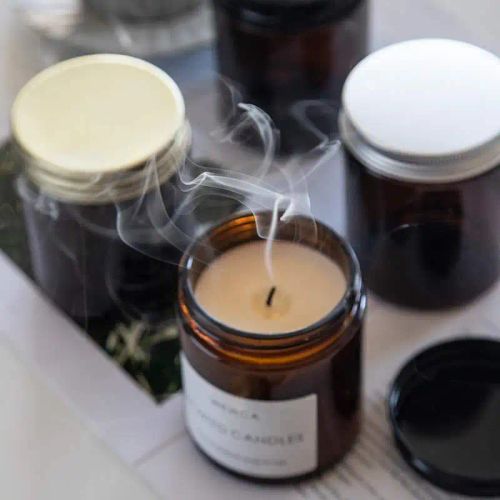 6pcs Amber Glass Candle Jars - Durable DIY Storage for Aromatherapy