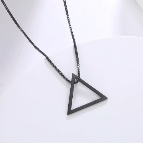 Unift Black Triangle Necklace For Men Minimal Geometry Pendant Stainless Steel Necklace Grunge Punk Male Jewelry