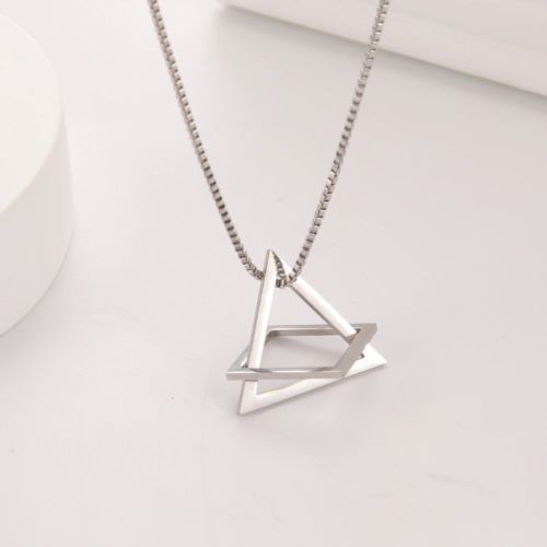Unift Black Triangle Necklace For Men Minimal Geometry Pendant Stainless Steel Necklace Grunge Punk Male Jewelry
