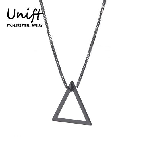 Unift Black Triangle Necklace For Men Minimal Geometry Pendant Stainless Steel Necklace Grunge Punk Male Jewelry