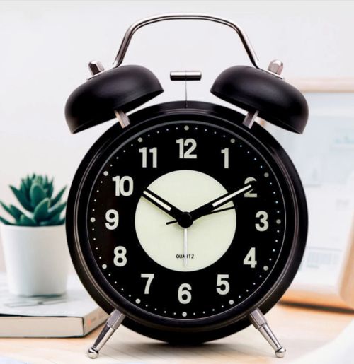 Twin Bell Loud Alarm Clock with Backlight - Silent Non-Ticking Quartz Design
