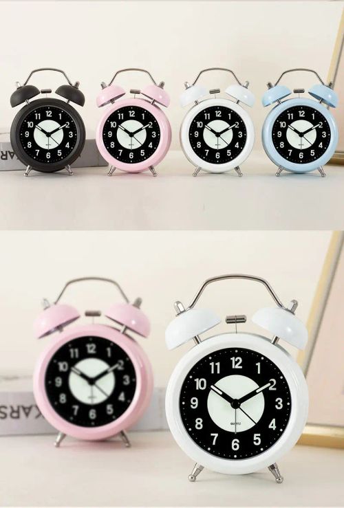 Twin Bell Loud Alarm Clock with Backlight - Silent Non-Ticking Quartz Design