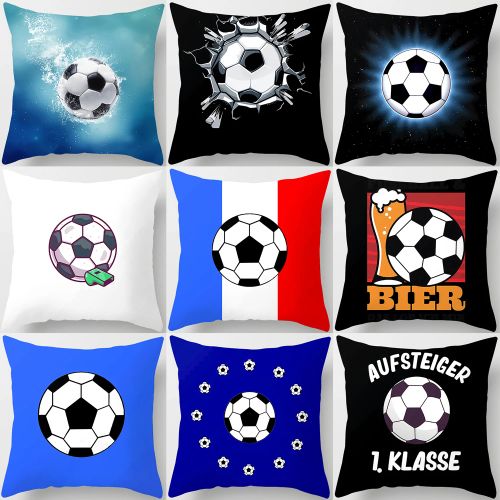 Modern Football Pattern Cushion Cover - 100% Polyester - 18 Inch