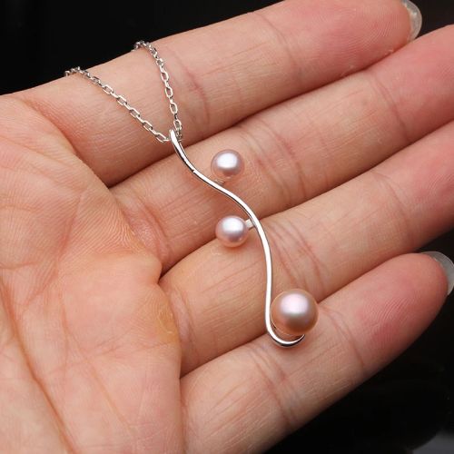 QIXIZHUYAN Elegant Freshwater Pearl Pendant - 925 Silver Necklace