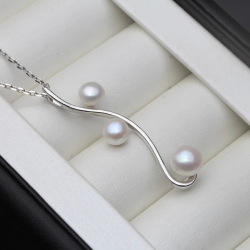 QIXIZHUYAN Elegant Freshwater Pearl Pendant - 925 Silver Necklace