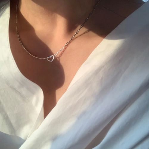 Ventfille Silver Asymmetric Heart Necklace - Elegant Party Jewellery