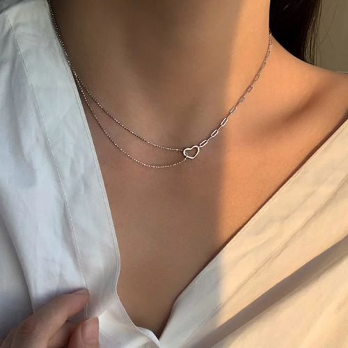 Ventfille Silver Asymmetric Heart Necklace - Elegant Party Jewellery