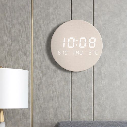 Dreamburgh Multi-Function Wooden Wall Clock with LED Display for Home