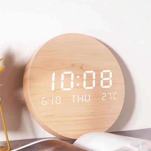 Dreamburgh Multi-Function Wooden Wall Clock with LED Display for Home