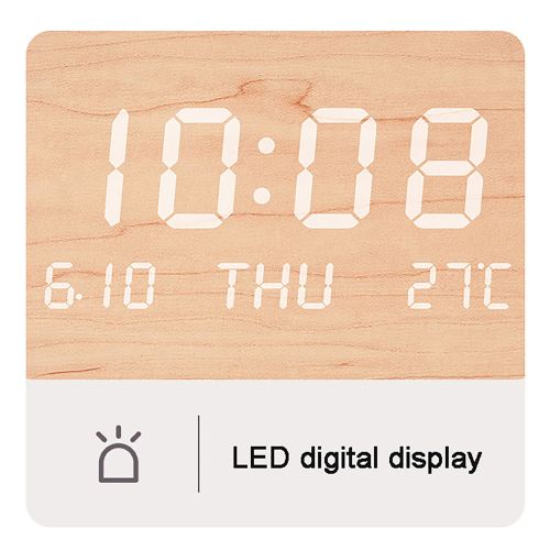 Dreamburgh Multi-Function Wooden Wall Clock with LED Display for Home