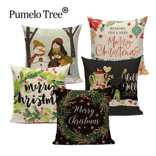 Pumelo Tree Colourful Santa Claus Cushion Cover - Festive Decor for All Ages