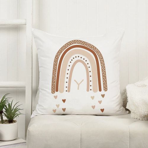 MENISCOUNTER Rainbow Alphabet Decorative Cushion Cover 45x45cm Home Decor