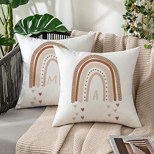MENISCOUNTER Rainbow Alphabet Decorative Cushion Cover 45x45cm Home Decor