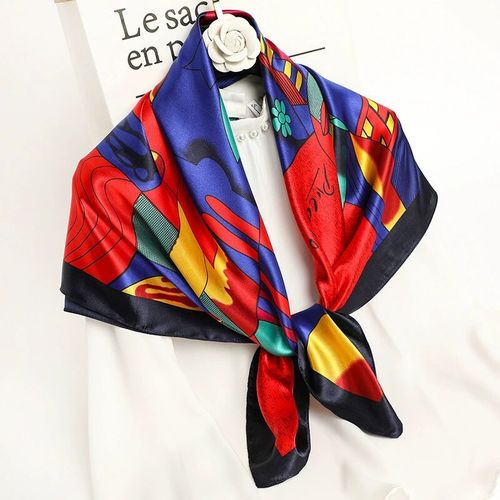 Ryo Takemasa Multifunctional Geometric Scarf - Stylish Versatility 90cm - Red / 90cmX90cm