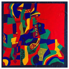 Ryo Takemasa Multifunctional Geometric Scarf - Stylish Versatility 90cm - Red / 90cmX90cm