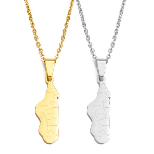 Anniyo Madagascar Map Pendant Necklace - Trendy Africa Jewelry