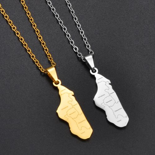 Anniyo Madagascar Map Pendant Necklace - Trendy Africa Jewelry