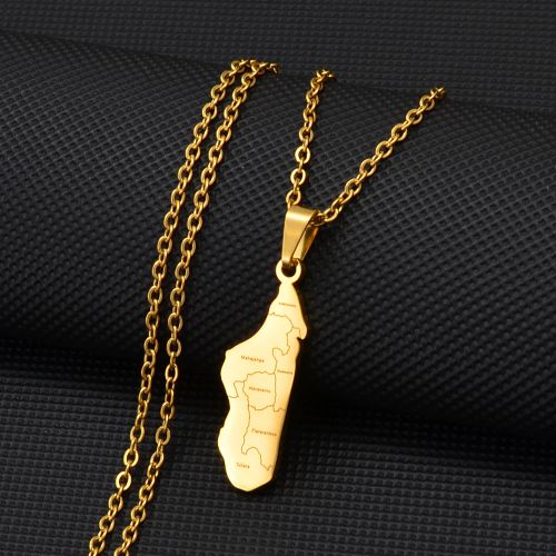 Anniyo Madagascar Map Pendant Necklace - Trendy Africa Jewelry