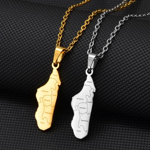 Anniyo Madagascar Map Pendant Necklace - Trendy Africa Jewelry