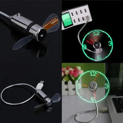 MOONBIFFY USB Fan with Time Display - Compact & Noiseless Cooling Gadget