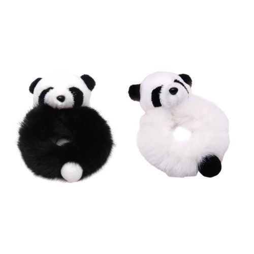 Plush Panda Hair Scrunchie - Soft & Stylish Hair Accessory