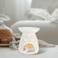 Ceramic Candle Holder - Stylish Home Decor & Diffuser - 8x3.5cm - white