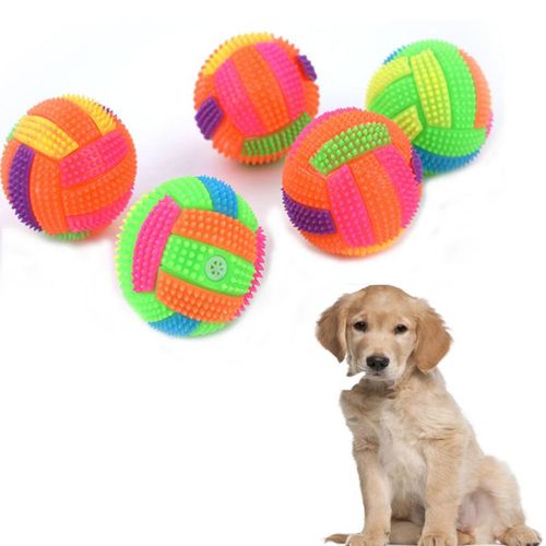 Multi-colour Durable Interactive Dog Toy with Squeak Ball Feature