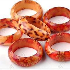 Huyali Vintage Wooden Rings Set - Trendy Mood Tracker Rings - 10pcs - Blue