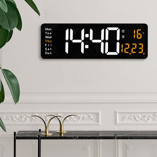 Digital Wall Clock LED Display with Remote Control & Dual Alarms