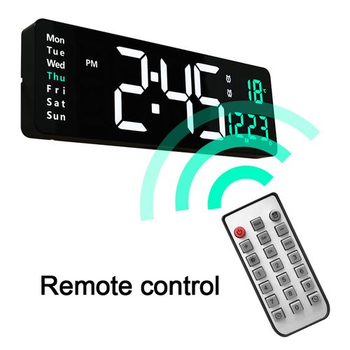 Digital Wall Clock LED Display with Remote Control & Dual Alarms