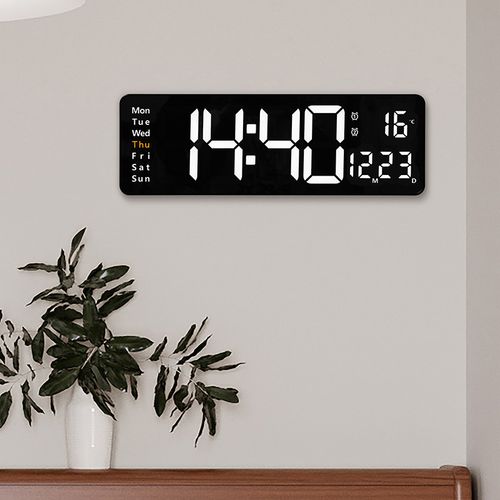 Digital Wall Clock LED Display with Remote Control & Dual Alarms