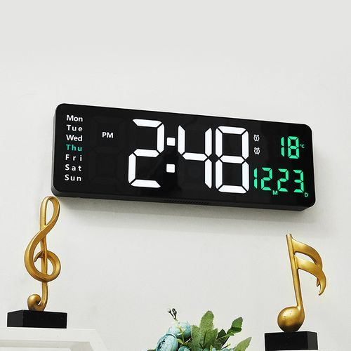 Digital Wall Clock LED Display with Remote Control & Dual Alarms
