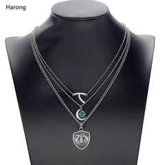 Harong Layered Legacies Necklace Set - Stylish Cosplay Gift - Silver Plated