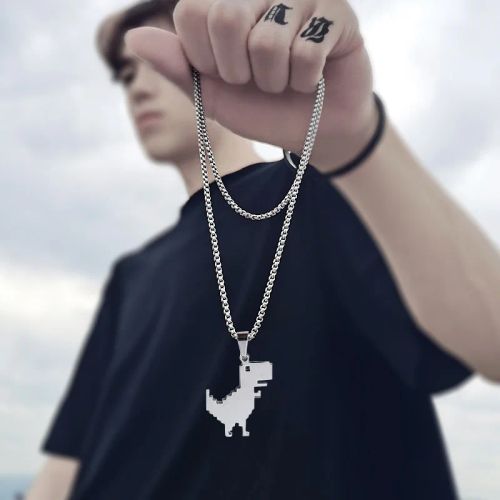 MQHH Punk Dinosaur Pendant Necklace - Trendy Fashion Accessory - 70cm