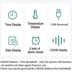 NieNie Digital Alarm Clock - Multiple Functions & Stylish Design